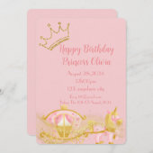 Pink Princess verjaardagsuitnodiging voor meisjes Save The Date (Voorkant / Achterkant)