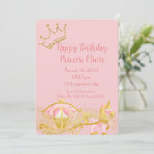 Pink Princess verjaardagsuitnodiging voor meisjes Save The Date (Staand voorkant)