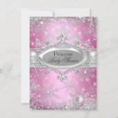 Pink Princess Winter Wonderland Baby shower Invite Kaart (Voorkant)