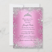 Pink Princess Winter Wonderland Baby shower Invite Kaart (Achterkant)