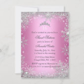 Pink Princess Winter Wonderland Sweet 16 Invite Kaart (Achterkant)