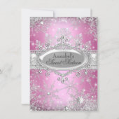 Pink Princess Winter Wonderland Sweet 16 Invite Kaart (Voorkant)