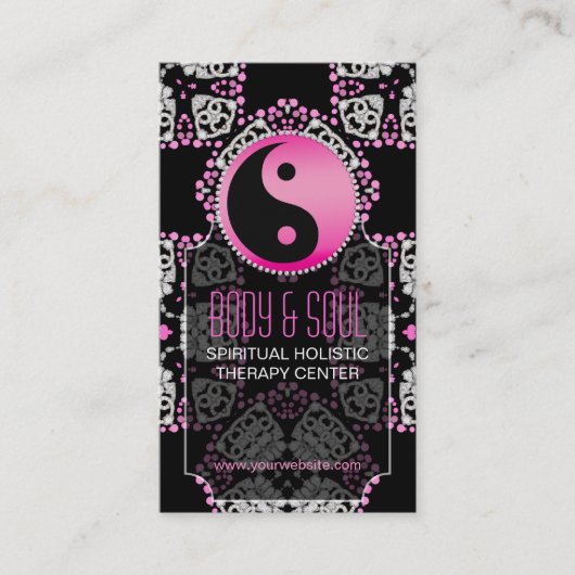 Pink Princess YinYang New age Yoga Visitekaartjes (Voorkant)