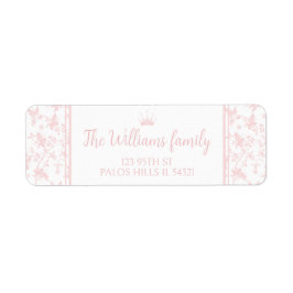 PInk prinses bloemenpatroon retour adreslabels Etiket