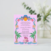 PInk Prinses Zeemeermin Verjaardagsfeestje Uitnodi Kaart (Staand voorkant)