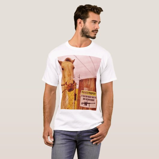 Pink Private Property Horse T-shirt (Voorkant volledig)