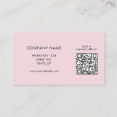 Pink Professional Simple Logo QR Code Visitekaartje (Achterkant)