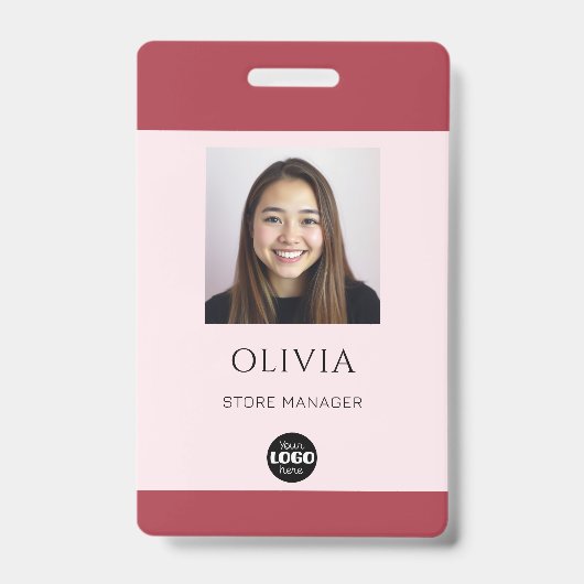 Pink Professional Small Business Photo Logo Badge (Voorzijde)
