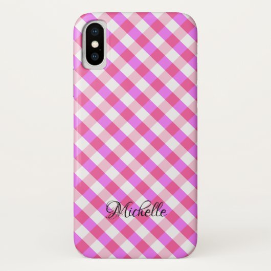 Pink Pset Patroon, aangepaste naam telefoongevalle Case-Mate iPhone Case (Achterkant)