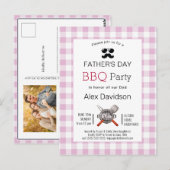 Pink Pset Vaderdag Foto BBQ Party Briefkaart (Voorkant / Achterkant)