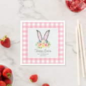 Pink Pset Waterverf Floral Bunny Ears Pasen Servet (Insitu)
