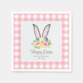 Pink Pset Waterverf Floral Bunny Ears Pasen Servet (Voorkant)