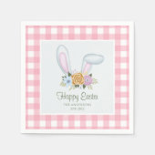 Pink Pset Waterverf Floral Bunny Ears Pasen Servet (Voorkant)