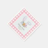 Pink Pset Waterverf Floral Bunny Ears Pasen Servet (Hoek)