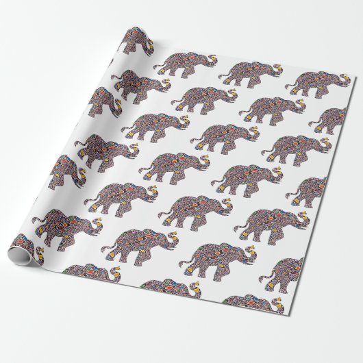 Pink Psychedelic Cheetah Elephant Cadeaupapier (Uitgerold)