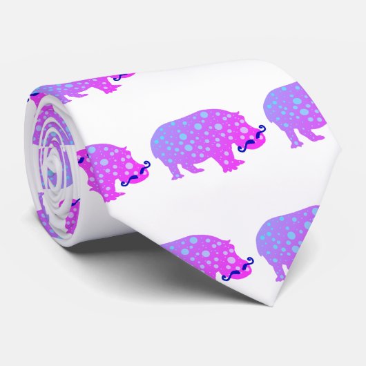 Pink Psychedelic Hippopotamus Stropdas (Opgerold)