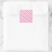 Pink Psychedelic Stripes Abstract Retro Wavy Lines Vierkante Sticker (Tas)