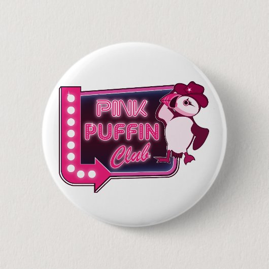 Pink Puffin Club Ronde Button 5,7 Cm (Voorkant)