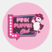Pink Puffin Club Ronde Sticker (Voorkant)