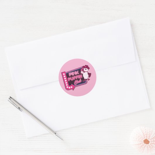 Pink Puffin Club Ronde Sticker (Envelop)