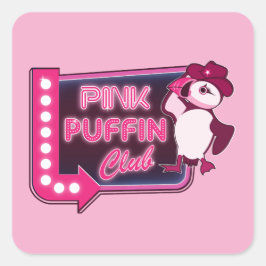 Pink Puffin Club Vierkante Sticker
