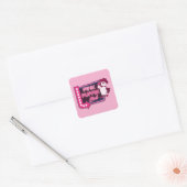 Pink Puffin Club Vierkante Sticker (Envelop)