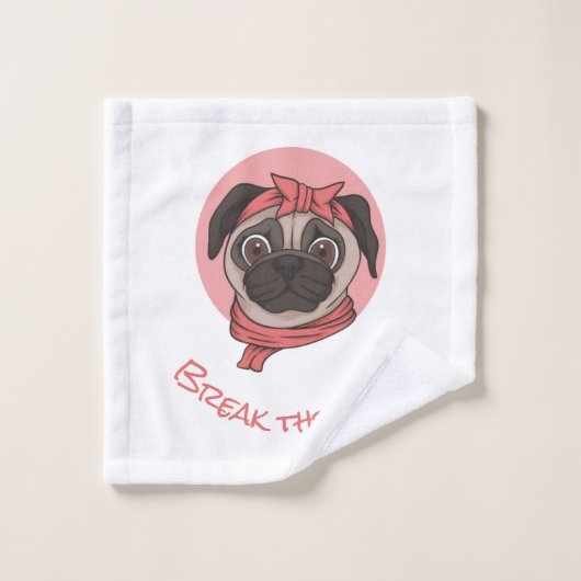 Pink Pug breekt de regels Bad Handdoek (Wasdoekje)