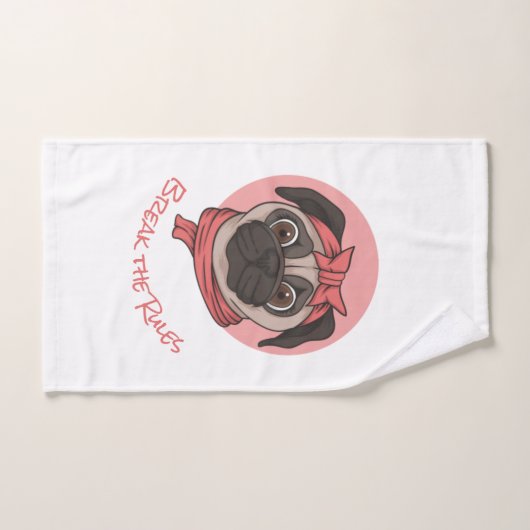 Pink Pug breekt de regels Bad Handdoek (Handdoek)