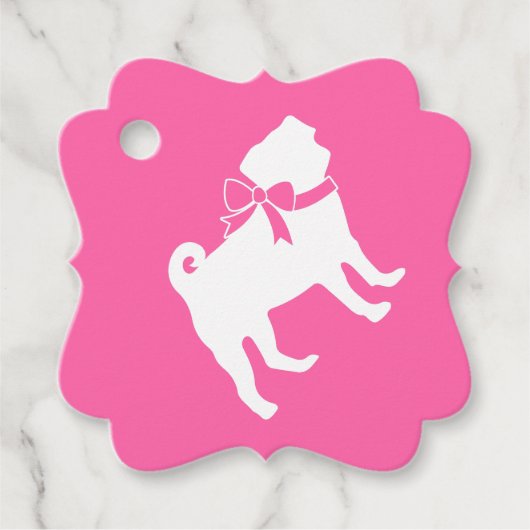 Pink Pug Dog Theme Party Celebration Bedankjes Labels (Voorkant)