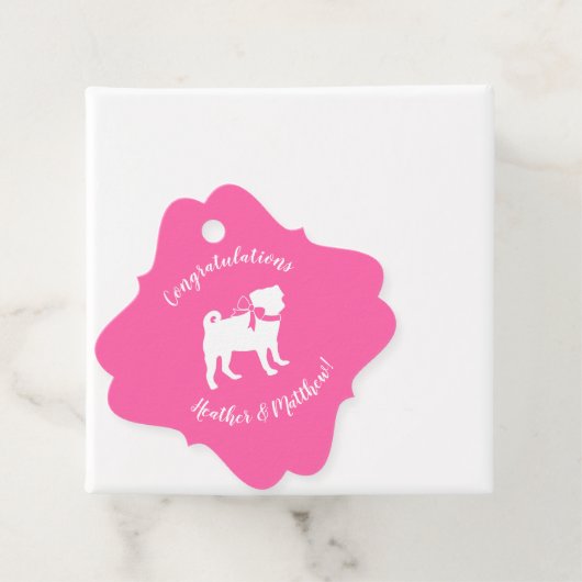 Pink Pug Dog Theme Party Celebration Bedankjes Labels (In situ)