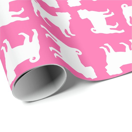 Pink Pug Dog Theme Party Celebration Cadeaupapier (Rol Hoek)
