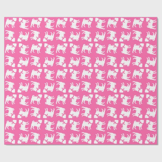 Pink Pug Dog Theme Party Celebration Cadeaupapier (Vlak)