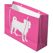 Pink Pug Dog Theme Party Celebration Groot Cadeauzakje (Voorkant Gekanteld)