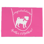 Pink Pug Dog Theme Party Celebration Groot Cadeauzakje (Achterkant)