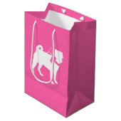 Pink Pug Dog Theme Party Celebration Medium Cadeauzakje (Voorkant Gekanteld)