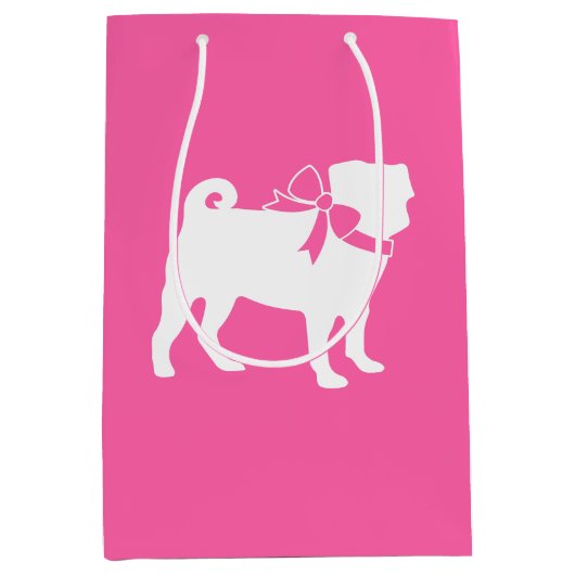 Pink Pug Dog Theme Party Celebration Medium Cadeauzakje (Voorkant)