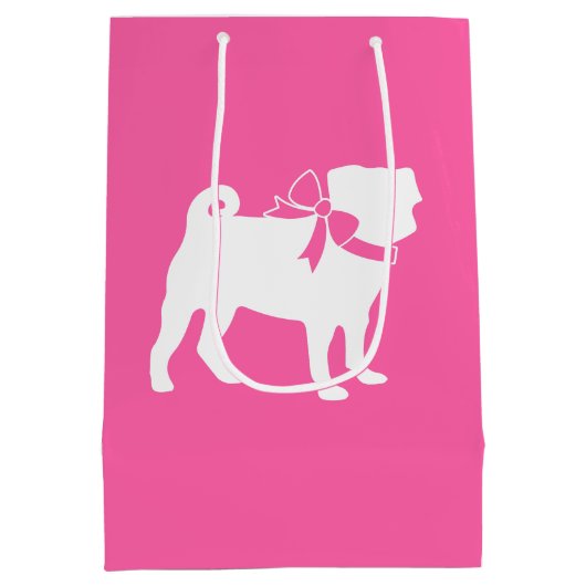 Pink Pug Dog Theme Party Celebration Medium Cadeauzakje (Achterkant)