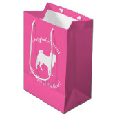 Pink Pug Dog Theme Party Celebration Medium Cadeauzakje (Voorkant Gekanteld)