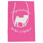 Pink Pug Dog Theme Party Celebration Medium Cadeauzakje (Voorkant)