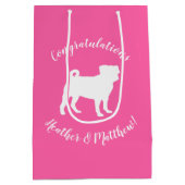 Pink Pug Dog Theme Party Celebration Medium Cadeauzakje (Achterkant)