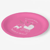 Pink Pug Dog Theme Party Celebration Papieren Bordje (Gekanteld)