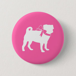 Pink Pug Dog Theme Party Celebration Ronde Button 5,7 Cm