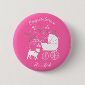 Pink Pug Dog Theme Party Celebration Ronde Button 5,7 Cm (Voorkant)