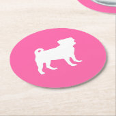 Pink Pug Dog Theme Party Celebration Ronde Kartonnen Onderzetter (Gebogen)