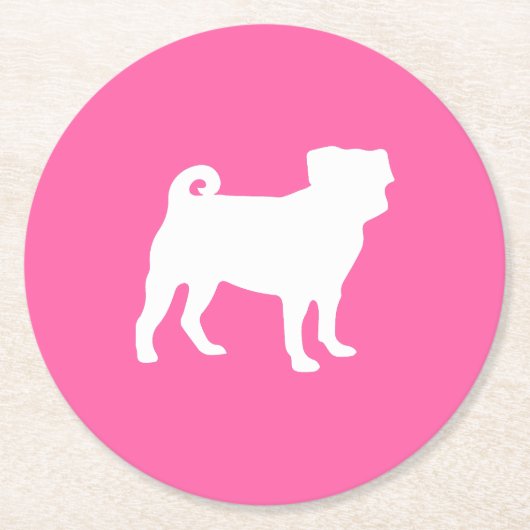 Pink Pug Dog Theme Party Celebration Ronde Kartonnen Onderzetter (Voorkant)