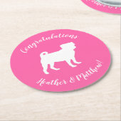 Pink Pug Dog Theme Party Celebration Ronde Kartonnen Onderzetter (Gebogen)