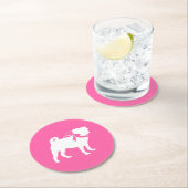 Pink Pug Dog Theme Party Celebration Ronde Kartonnen Onderzetter (Insitu)