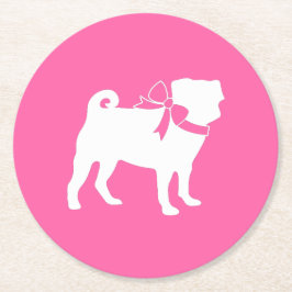 Pink Pug Dog Theme Party Celebration Ronde Kartonnen Onderzetter