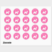 Pink Pug Dog Theme Party Celebration Ronde Sticker (Vel)