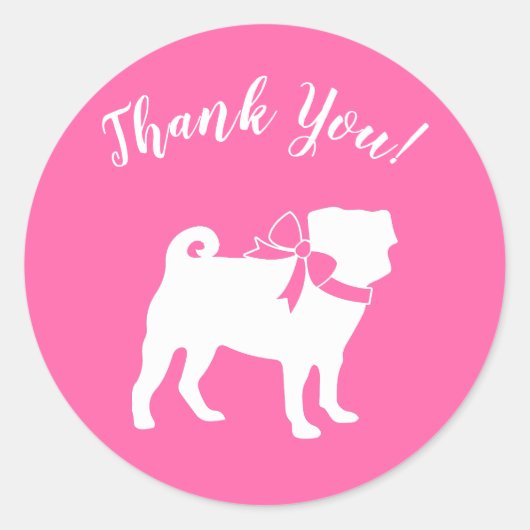 Pink Pug Dog Theme Party Celebration Ronde Sticker (Voorkant)
